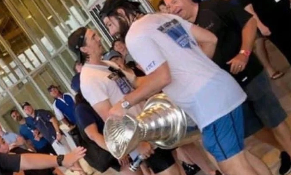 The Stanley Cup was dented during the Bolts celebration.