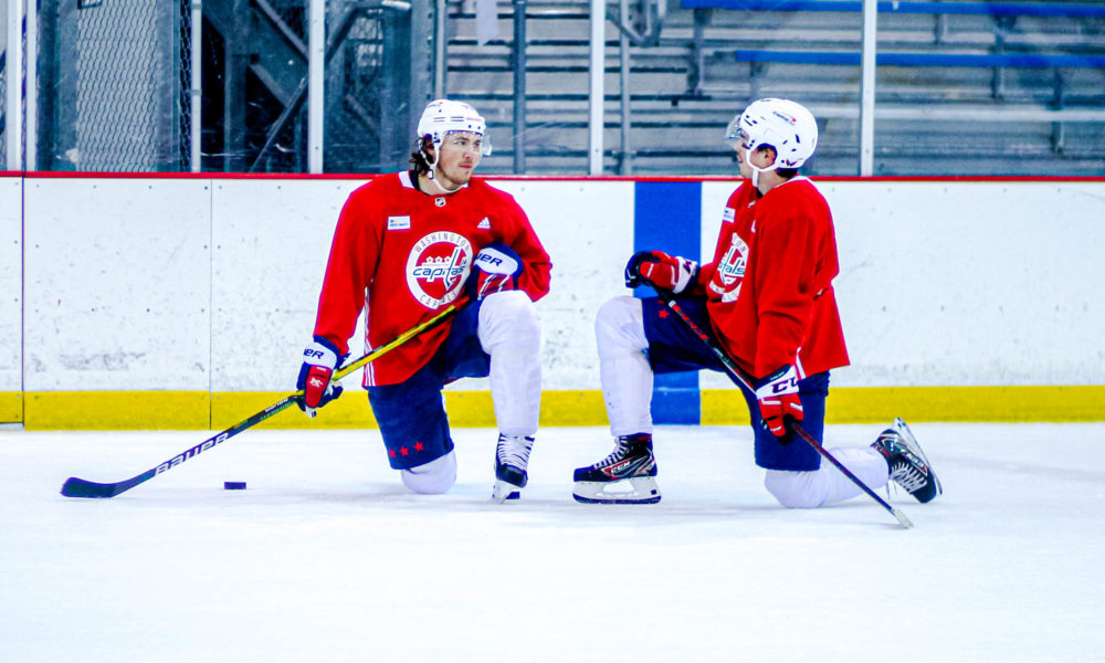 Capitals forwards Hendrix Lapierre and T.J. Oshie