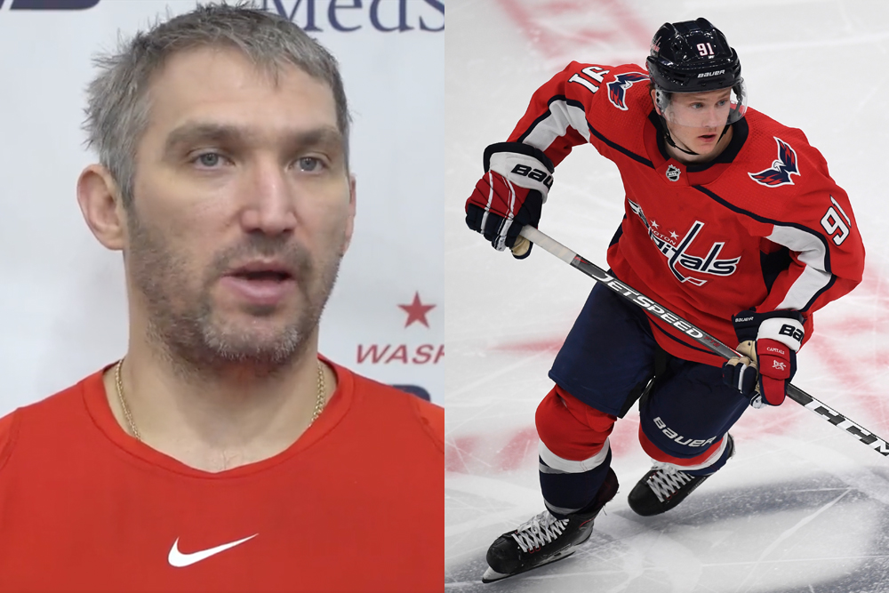 Capitals forwards Alex Ovechkin and Joe Snively