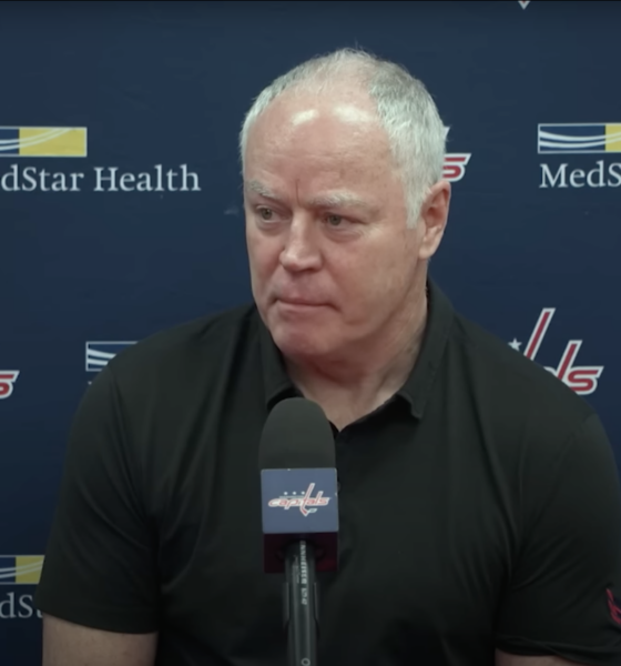Washington Capitals general manager Brian MacLellan takes questions from the media.